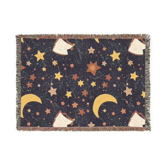 Cozy Night Sky Woven Blanket | Starry Pattern Throw |