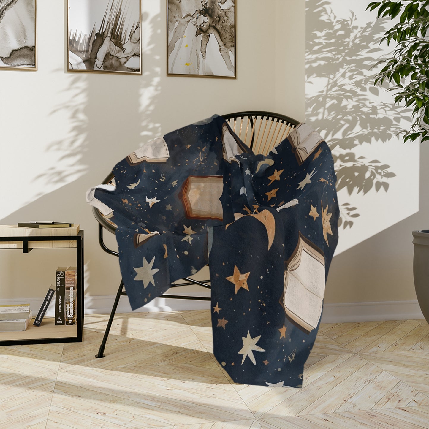 Celestial Soft Throw for Reading Nooks, Stargazing, Gift for Book Lovers