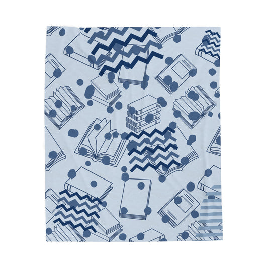 Blue Book-Pattern Velveteen Plush Blanket